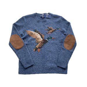 NEW Polo Ralph Lauren Duck Hunting Mallard Wool Sweater Blue Men MSRP $398